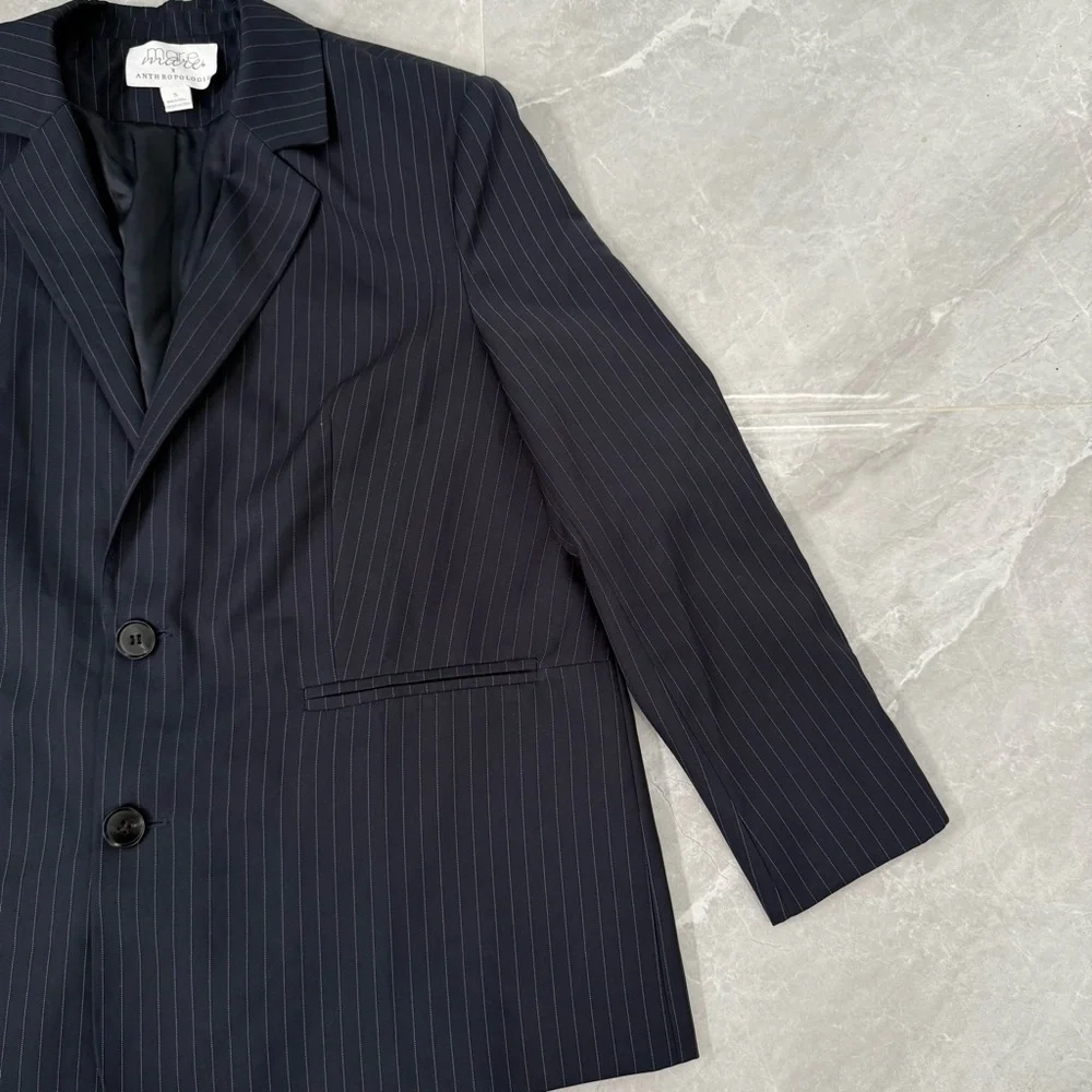Women’s Mare Mare Anthropologie Pinstripe Oversized Blazer Button Up Size Small - Picture 8 of 16
